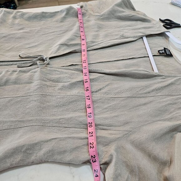 Eileen Fisher Washed Linen Tie Jacket Sz XL Beige Open Front Lagenlook Italian - Picture 8 of 10